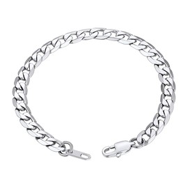 GOLDCHIC JEWELRY Curb Chain Men Women's Bracelet, 316L Stainless Steel 6mm Cuban Link Bracelet, 21CM