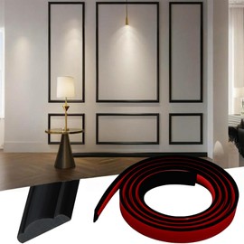 Peel and Stick Chair Rail Molding 20FT x 1.1 Inch Self-Adhesive Wall Trim - Removable Waterproof Crown Moulding for Doors, Windows, Panels, No Tools Needed Easy Install (Balck, 20FT x 1.1'')