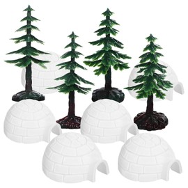HANABASS Christmas Village Set White Christmas Village Houses Mini Christmas Houses and Christmas Trees Set Christmas Miniatures for Christmas Town