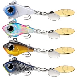TRUSCEND Wide Search Cover VIBE Tail Spinner, Easy Catch Fishing Lures with Vibrating, Swimming, Jigging Action, BKK Super Slide Sharp Hook, Accurate Long Cast Fishing Spinner for Bass, Trout, Crappie