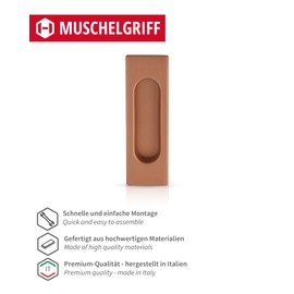 Gedotec Sliding Door Handle Made of Metal [Countersunked] Handle Shell Sliding Door Copper Bronze Matt Coated I Shell Handle Square 125 x 40 mm I Furniture Handle for Inlet I Grip Recessed Sliding