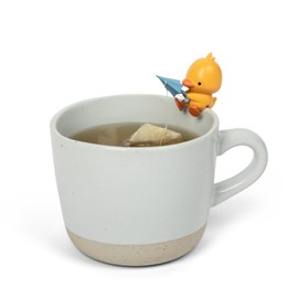 TeaMates - 1pc Cute Fishing Duck with Umbrella - Tea Bag String Holder - Tea Accessory for Cup and Mug - Unique Funny Holiday Novelty Gift - Animal Figurine Drink Marker