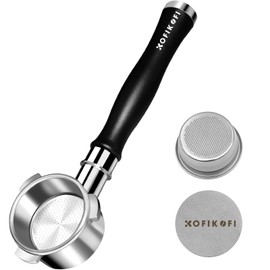 KOFIKOFI Bottomless Portafilter 54mm 3 Ears, Naked Portafilter with Puck Screen and Filter Basket, Compatible with Sage Breville Barista Series 500-880, Barista Express, and More 54mm Models (54mm)