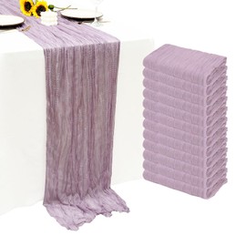 Seveups 12Pack Lavender Cheesecloth Table Runner 10Ft Gauze Table Runner Blue Cheese Cloth Table Runners Long Sheer Fabric Tablerunners for Wedding Party Bridal Shower Thanksgiving Christmas