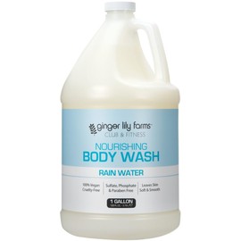 Ginger Lily Farms Club & Fitness Nourishing Body Wash, 100% Vegan & Cruelty-Free, Bath & Shower Gel for Men and Women, Rain Water Scent, 1 Gallon (128 fl. oz.) Refill