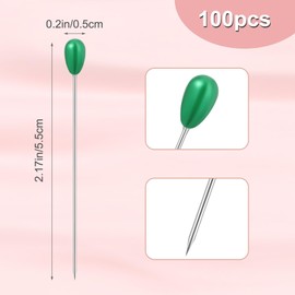 100 Pcs Sewing Pins for Fabric, Long 2.2 Inch Quilting Pins Straight Pins with Pearlized Head, Multicolor Corsage Stick Pins for Jewelry DIY Decoration Craft and Sewing Project