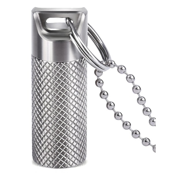 Opret Titanium Pill Container with Keychain & Necklace, Waterproof Pill