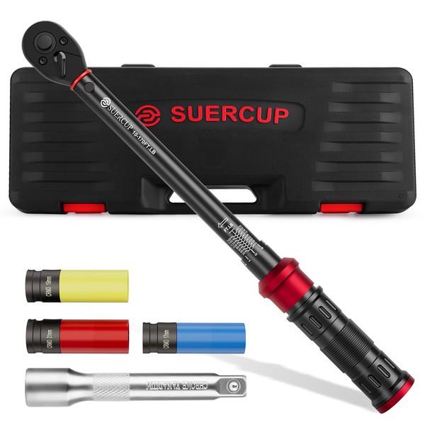 SUERCUP 1/2-Inch Drive Click Torque Wrench - 10-170 ft.lb/13.6-230.5 Nm,