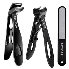 Nail Clippers for Seniors, Wide Jaw Fingernail Clippers and Angled Head Toenail Clippers for Thick Nail, Professional German Nail Clippers for Men, Women & Pregnant (Black 1)