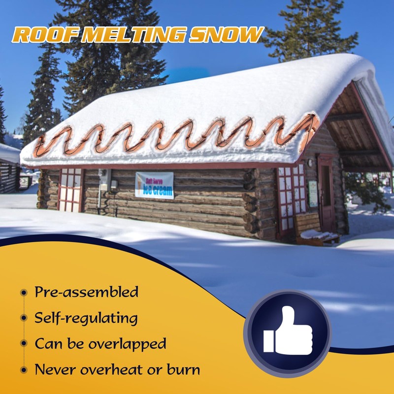 3FT~160FTHeat Tape for Water Pipes, -40°F Deicing Heat Tape,Thermostat Wire,Heating