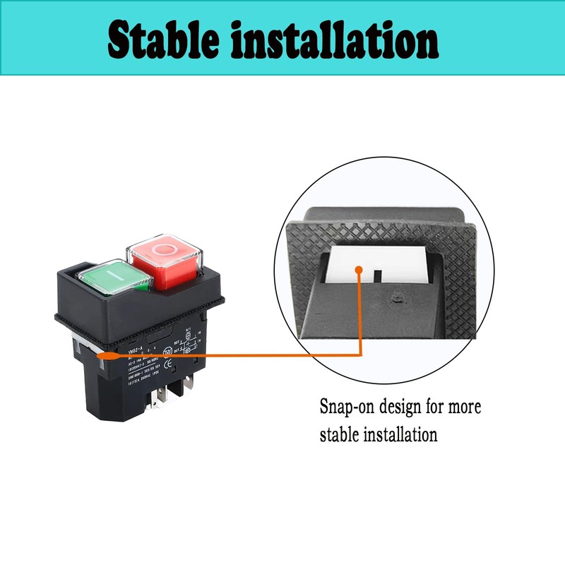 KJD17-250V 5-Pin Waterproof Magnetic Safety Push Button Switch, AC 16A