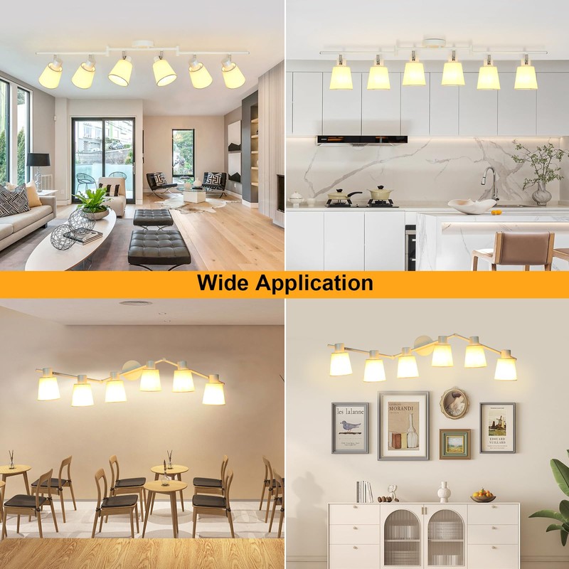 LTBLIGHT 6-Light Track Lighting Fixture, Adjustable White Ceiling Spots with
