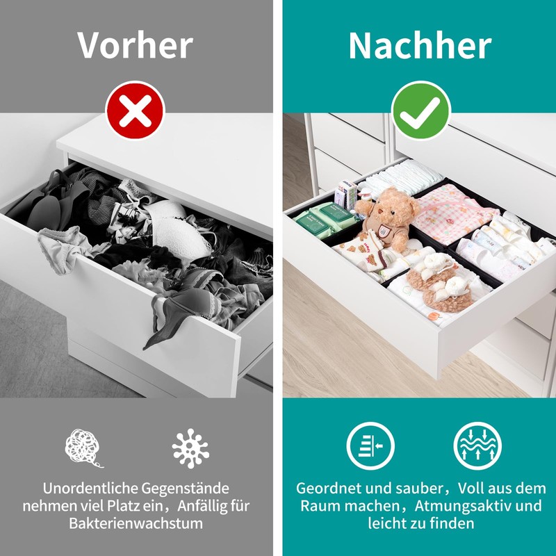 ORLISA Drawer Organiser Clothes for PAX Wardrobe 75 x 58