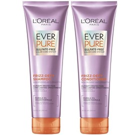 L'Oreal Paris - Kit de champú y acondicionador EverPure Frizz Defy sin sulfatos para cabello teñido, control de la humedad y el encrespamiento, para c
