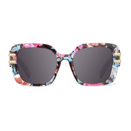 JM Vintage Oversized Square Polarized Sunglasses for Women，Retro Luxury Big Large Sun Glasses UV400 Floral Frame