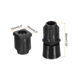 uxcell 4 Set Leveling Feet, M5x10x10mm Plastic Adjustable Furniture Leg Leveling Square Tube Insert Screw-in Glide Levelers for Table Chair Furniture, Black