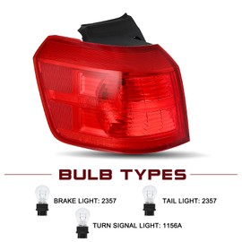 JSBOYAT Halogen Tail Light Fits for 2010-2017 GMC Terrain SL/SLE/SLT Outer Rear Light Taillight Assembly OE Direct Replacement Brake Tail Lamp w/Bulb LH Left Driver Side