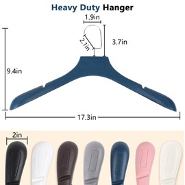 DEDU Suit Hangers for Men 20 Pack, Sweater Hangers No Shoulder Bump Non Slip Width 17.7", Plastic Clothes Hangers Blue with Metal Hook