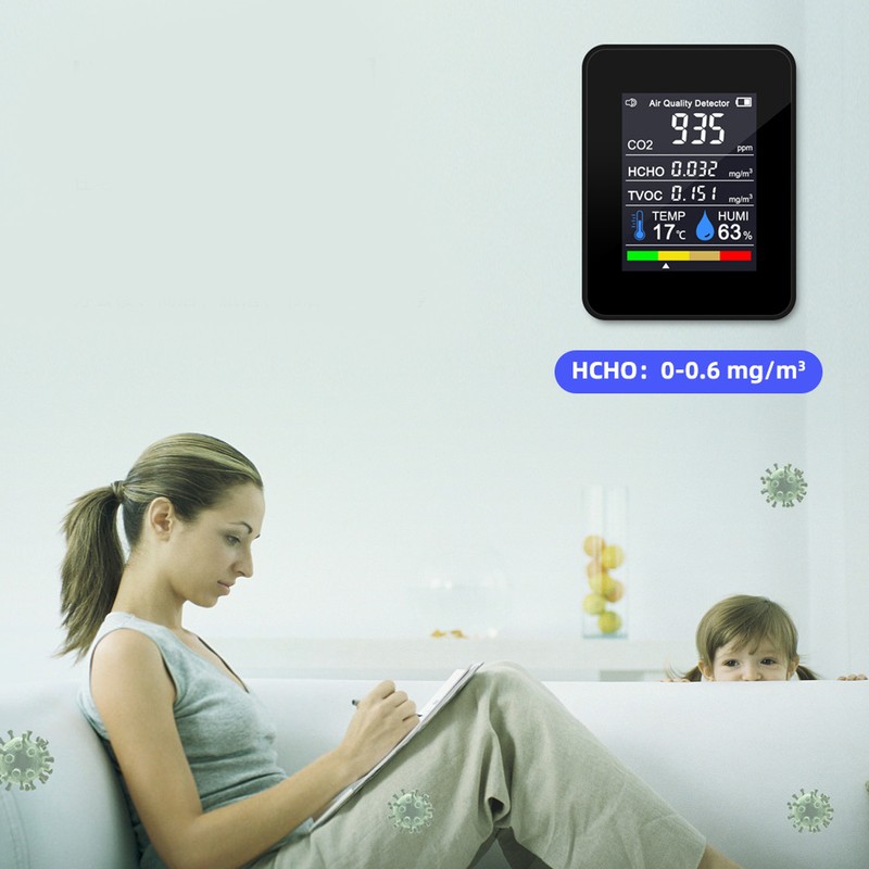 8 in 1 Air Quality Monitor with Gravity Sensor Carbon