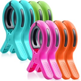 Large Beach Towel Clips for Beach Chairs, Towel Holder for Pool Lounge Chair Cruise Essentials, 8 Packs Jumbo Size Clothes Pins Vacation Must Have to Keep Towel from Blowing Away, 4 Bright Colors