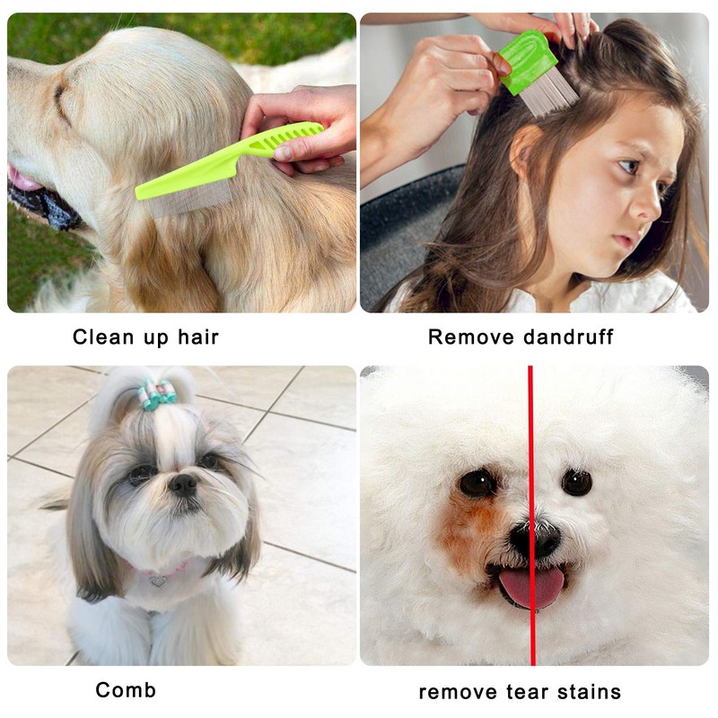 Lamoutor 7Pcs Pet Flea Comb Fine Tooth Comb and Pet
