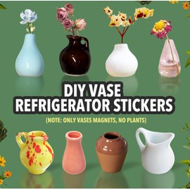 8PCS Mini Vase Magnets, Cute Mini Ceramic Magnets for Fridge 3D Ceramic Flower Vase, 2025 New 3D Plant Vase for Refrigerator Accessories Kitchen Office Decoration(8PCS-A)