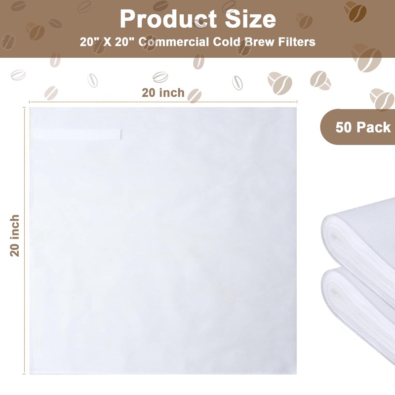YURICK 50 Pack Commercial Cold Brew Coffee Filters for 5