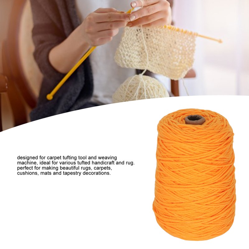 Tufting Yarn Orange 437yd Long 0.2in Wide Shrink Resistant Cotton