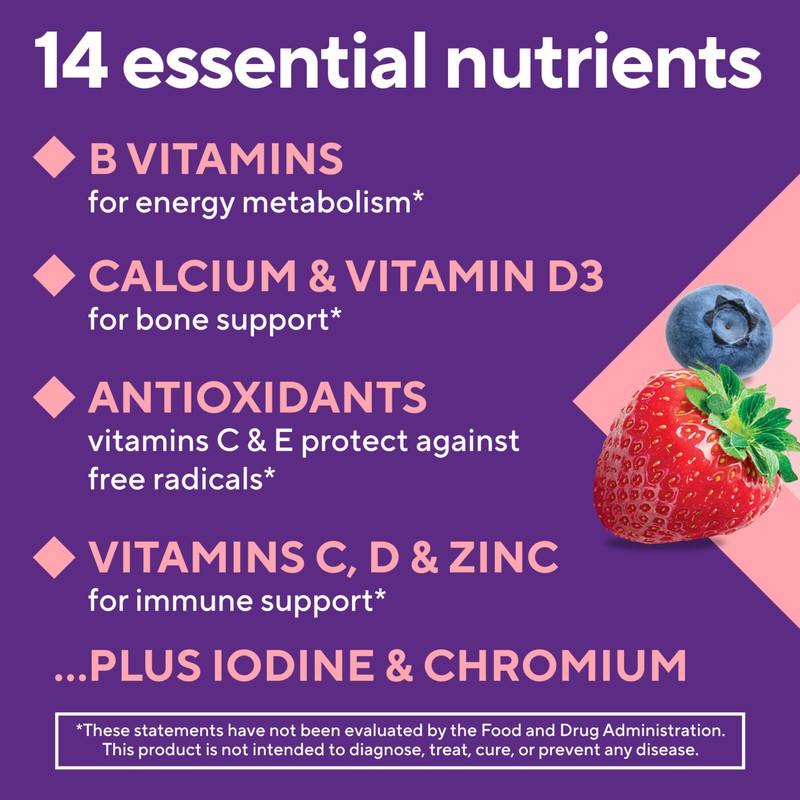 Vitafusion Womens Multivitamin Gummies, Berry Flavored Daily Vitamins for Women