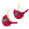 Raz 2.5" Cardinal with Wreath Ornament Set of 2
