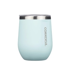 Corkcicle Stemless Insulated Wine Glass Tumbler, Gloss Powder Blue, 12 oz – Stainless Steel Stemless Wine Glass Keeps Beverages Cold for 6 Hours, Hot for 3 Hours – Non-Slip, Easy-Grip
