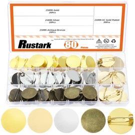 Rustark Fermagli per spille, con base a disco, vuoti, spessi, cabochon, per la creazione di gioielli fai da te (4 colori piatti rotondi e piatti)