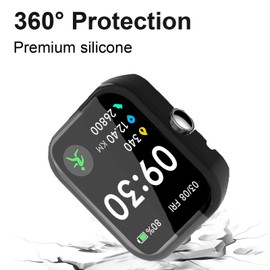 Lamshaw Compatible with Aeac Smart Watch Case, Hard PC Bumper Protective Case with Tempered Glass Screen Protector Compatible with Aeac 1.7'' ID207 Smart Watch (2 pack-Black+Black)