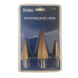 Sivitec 3PCS Step HSS 4341 Metric Round Shank Spiral Flute Step Tapered Drill Cone Bit Set for Metal Tube Sheet Wood Plastic Drilling 4-12mm, 4-20mm and 4-32 mm Cone Drill Bits Hole Cutter