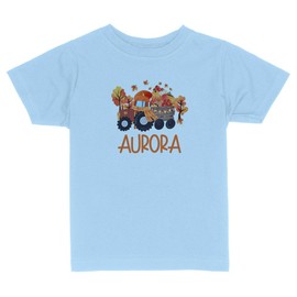 Fall Tractor Aurora Toddler Kids T-Shirt 4T Light Blue