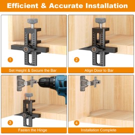 Puriwood Cabinet Door Installation Jig – Adjustable Aluminium Alloy Positioning Tool for Precise Alignment and Drilling on Frameless & Face Frame Cabinet Doors, Hinge Hardware Mount Jig