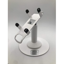 Discount Credit Card Supply DCCStands Freestanding Swivel and Tilt Dejavoo Z8/Z11 Terminal Stand (White) with Round Plate and You are Beautiful Sticker