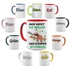 Kaffeetasse mit Lustigem Spruch Der Geist ist willig- der Körper