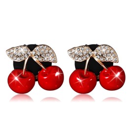 2 Pcs Cherry Car Air Vent Freshener Perfume Clip Cherry Shaped Crystal Air-Freshener Vent Clips Rhinestone Car Air-Outlet Fragrance Perfume Clips-Fresheners for Women Girls