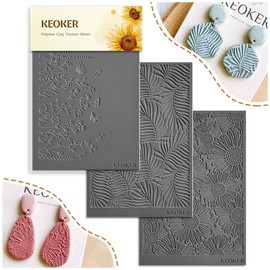 KEOKER Polymer Clay Texture Sheets, Clay Texture Mat for Making Earrings Jewerly, Polymer Clay Earrings Tools (A+B+C)