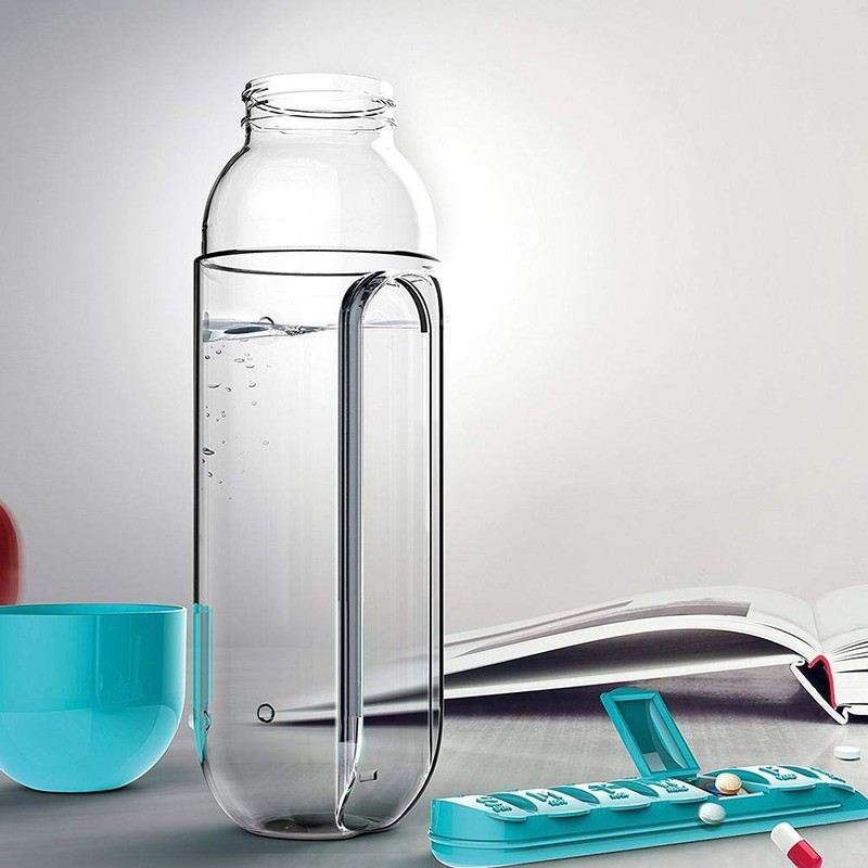 Macabolo 2 in 1 Portable Water Bottle with Pill Box