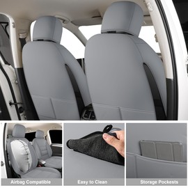 GXT Custom Fit Seat Covers for Volkswagen Tiguan L 2018 2019 2020 2021 2022 2023, Faux Leather Water-Resistant Seat Cushion, Custom Car Seat Protector Full Set(Grey)