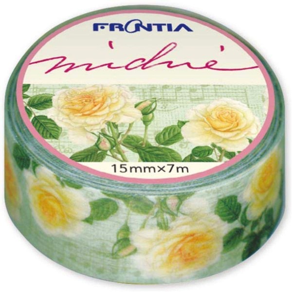 Frontia Japanese Masking Tape Flower Floral Design 0.6"x275.6" (15mmx7m) (Michie/Contessa)