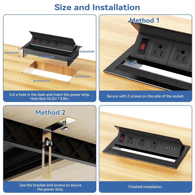 Recessed Conference Table Power Hub with 4 USB Ports,3AC TR