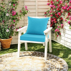 Summsun Outdoor Chair Cushions, Waterproof Backrest and Seat Cushion Set for Patio Furniture, Outdoor Replacement Cushions with Removable Cover, 19 x 19 Inch, Teal, 1 Set