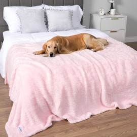 PetAmi Pink Fluffy Soft Dog & Cat Blanket, Sherpa Fleece, Calming Pet Blanket Throw for Bed & Sofa, X-Large 60x80