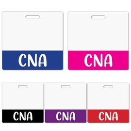 Besoar 5 Pack CNA Badge Buddy Card Holder - Horizontal Certified Nursing Assistant Nursing Accessories Blue Pink Purple Red Black Colors ID Name Identification Tags for Hospital Medical Work
