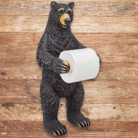 K Exclusive Bear Toilet Paper Holder | Hand-Painted Polyresin Sculpture | 21 1/2" Height
