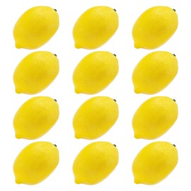 VIDELLY 12 Pieces Artificial Lemons Fake Fruit Lifelike Faux Lemon Plastic Yellow Lemons Decor for Home Kitchen Photo Prop
