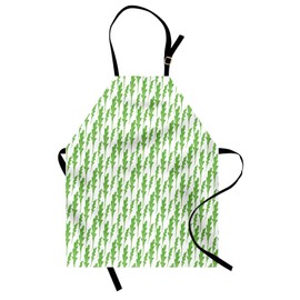 Ambesonne Botanical Apron, Arugula Roquette Leaf Spinach Style Organic Natural Health Watercolor, Unisex Kitchen Bib with Adjustable Neck for Cooking Gardening, Adult Size, Fern Green White